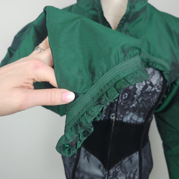 Emerald Green Tafatta Bolero Jacket Size XL Castlecore Renaissance Fairytale - Picture 6 of 14